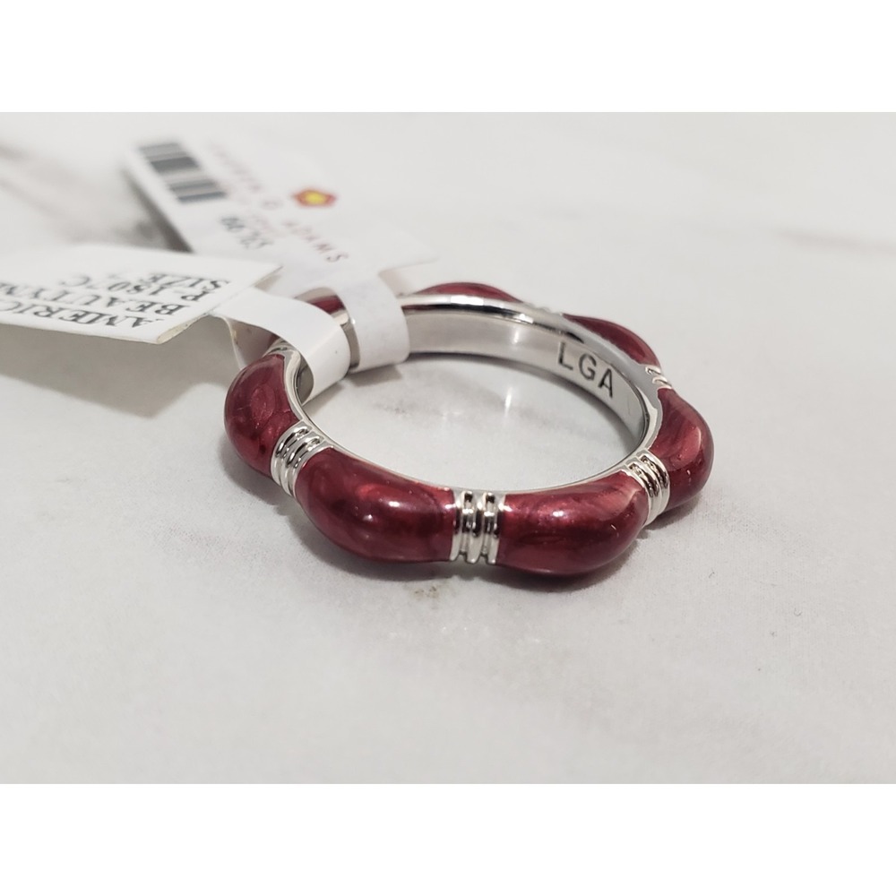 NEW $195 Bamboo Stackable Ring Size 7‎ Lauren G. Adams red AMERICAN BEAUTYMAR